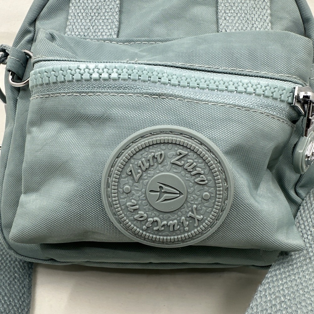 Zurv Bobo Crossbody Bag Green Nylon Multi Pocket Messenger Womens Small - Picture 3 of 7
